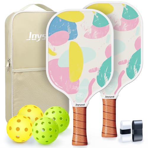 Pickleball Paddles Set, USAPA Approved Carbon Fiber Pickleball Set of 2 with Beginner Pickleball Rackets, Indoor Outdoor Pickle Balls for Adults Men Women, JT-1 - color: Mellow