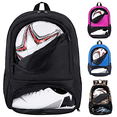 Himal Outdoors Soccer Bag-Backpack for Soccer,Backpack for Football & Volleyball & Handball,Sports Bag with Separate Cleat - color: Black