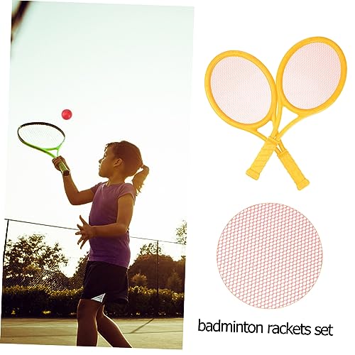 Mikinona 2Pcs Parent Outdoor Sports Tennis Racket Set Large Racket with Tennis Balls and Badminton Rackets for Durable Material for Family Fun