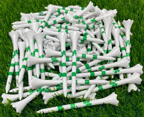NorthPointe 2 3/4” USA Stars and Stripes America Flag Golf Tees Plastic - 100 Tees in Bulk – Patriotic - color: Four Leaf Clover