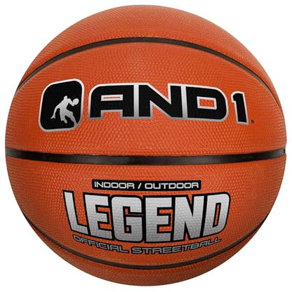 AND1 The Legend Rubber Basketball - 29.5 Official Size Streetball - Sold Deflated (Pump NOT Included), Size 7