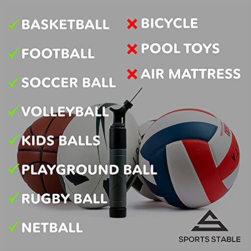 Dual Action Ball Pump with 5 Needles — Soccer Ball, Basketball, Football & Volleyball Pump | Inflates on Push & Pull | Compact Kit Bag Size