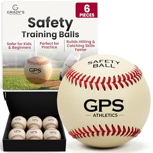 GPS Athletics Soft Practice Baseballs for Kids – Low Impact Safety Training Baseballs for Youth Baseball Practice & Indoor Training, Durable Soft Baseballs with Raised Seams, 6 Pack