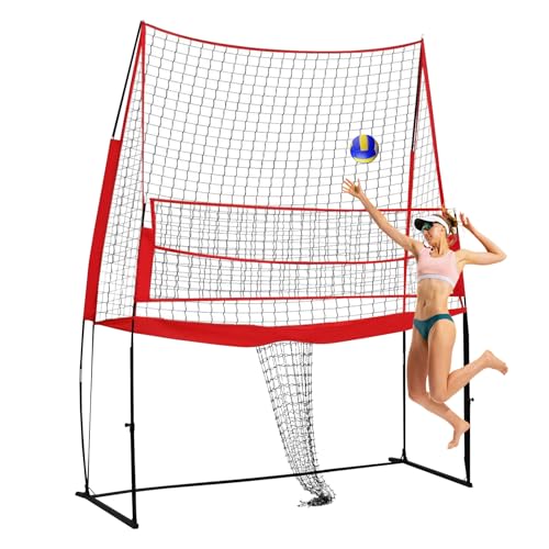 Adjustable Volleyball Rebounder Net 11x8ft, Multi-Angle Bounce Back Net, Durable Solos Training Equipment, Large Practice Net for Volleyball Skills, Soccer, Baseball Drills