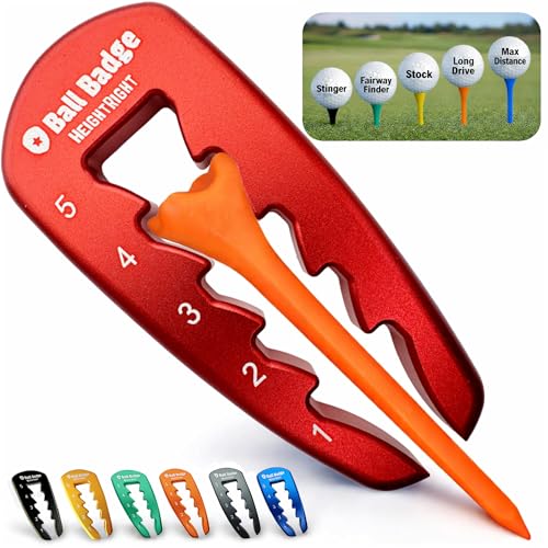 Adjustable Golf Tee Height Tool (5-Level Precision) – Universal Fit for Wooden & Plastic Tees, Consistent Tee Height Setter for Drivers, Fairway Woods & Irons, Durable Aluminum Golf Swing Training Aid - color: Red