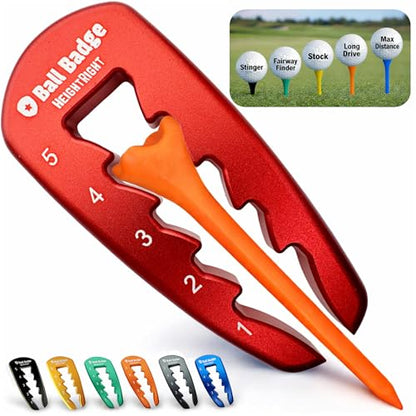Adjustable Golf Tee Height Tool (5-Level Precision) – Universal Fit for Wooden & Plastic Tees, Consistent Tee Height Setter for Drivers, Fairway Woods & Irons, Durable Aluminum Golf Swing Training Aid - color: Red