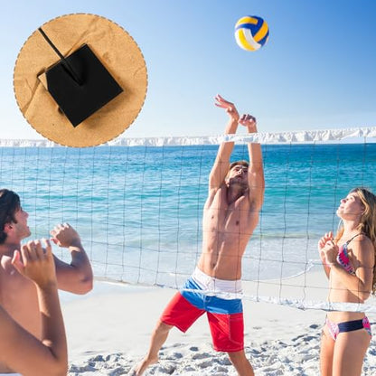 4 Pcs Beach Volleyball Sand Anchors 4 Inch Heavy Duty Plastic Boards with Elastic Thick Cord for Beach Volleyball Boundary Lines, with S - Hooks