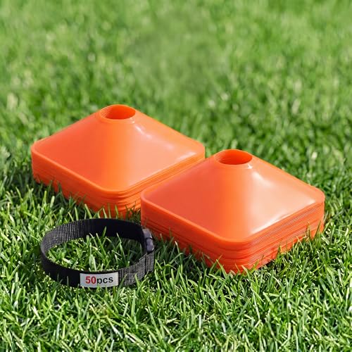 50 Pack 2 Inch Mini Cones for Sport Agility Training Small Soccer Square Field Marker Cone Practice Equipment for Football Basketball Coaching Team Activities Agility Plyometric Speed - color: Orange