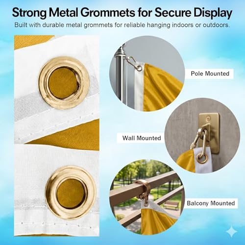 DMSE Solid Gold Flag, 3x5 Flag, UV Resistant, Fade Resistant Material with Metal Grommets (3ft x 5ft), (Polyester), (Gold) - color: Gold, size: Polyester (3 x 5 ft)