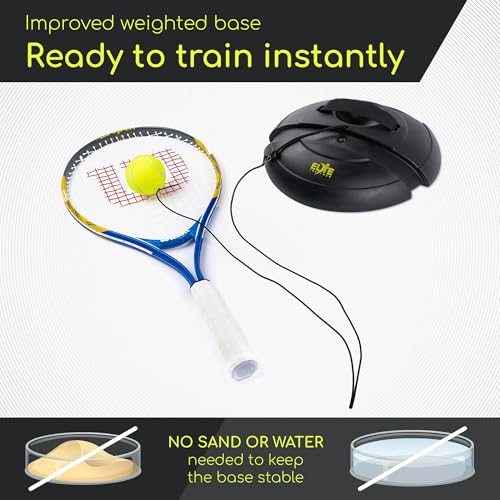 Tennis Rebound Ball Set | Solo Practice Rebounder, No Filling Required, Heavy Duty Power Base | 3 Balls with String, Drawstring Bag | Training Equipment for Any Skill Level
