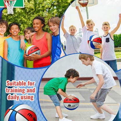 Wettarn 6 Pcs Size 5 Basketballs Bulk Christian Charity Donation Supplies 27.5 Inch Basketball with Pump Xmas Gifts for Games Training - color: Blue, White, Red, style: Stylish