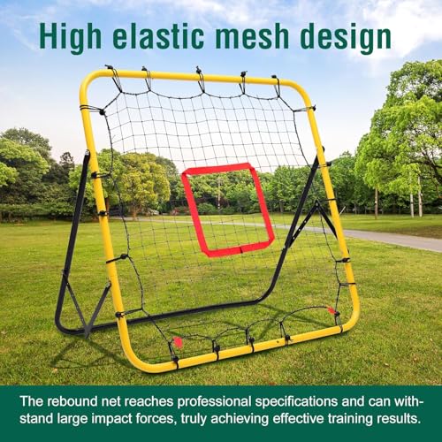 Baseball Softball Rebounder Net, 3.3×3.3FT Pitching & Fielding Training Net with Target, Adjustable Height, Alloy Steel Frame, Quick Setup for Baseball/Softball Practice
