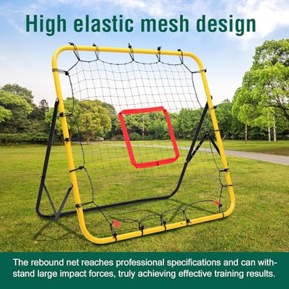 Baseball Softball Rebounder Net, 3.3×3.3FT Pitching & Fielding Training Net with Target, Adjustable Height, Alloy Steel Frame, Quick Setup for Baseball/Softball Practice