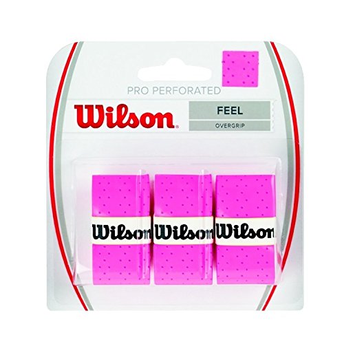 WILSON Pro Overgrip Perforated 3 Pack - White - Tennis - Badminton - Squash - color: Pink