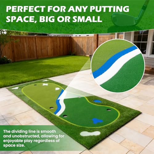 Golf Putting Green Mat - 5FT×10FT/5FT×12FT Putting Green Indoor, Professional Golf Putting Mat with Realistic Turf, Golf Simulators for Home, Multi Holes & Flags for Outdoor Golf Practice