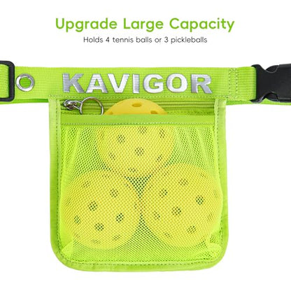 KAVIGOR Pickleball & Tennis Ball Holder Waist Pouch Holds 3-4 Balls, Multi-Functional Sports Belt Bag with Zipper Pocket and Carabiner - color: Green