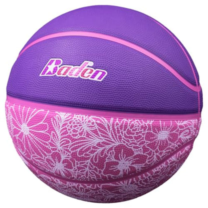 Baden | Legend Court Canvas | Creative Design Outdoor Rubber Game Basketball | Youth & Adult Size 5,6,7 - color: Bloomin' Baller, size: Size 7 (29.5")