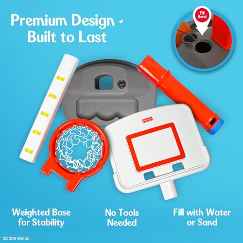 Fisher-Price™ Grow-to-Pro Basketball Hoop for Toddlers & Kids - Adjustable Height Indoor/Outdoor Play Set with Ball, 18 Months - 5 Year