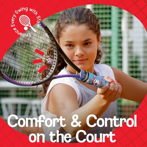 Racket Pets Kids Tennis Racket Dampener & Matching Overgrip Tape, Performance Shock Absorbing Dampener for Tennis Racket & Fun Animal Print Tennis Wrap Grip Tape - style: Dragon