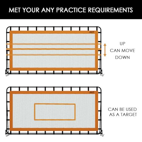 MR Tennis Rebounder 12’x6’, Adjustable Tilt Angle Rebound Net, Multi-Sport Portable Bounce Back Net with Wheels, Rebound Wall for Tennis, Pickleball, Lacrosse, Hockey, Softball & Baseball Training