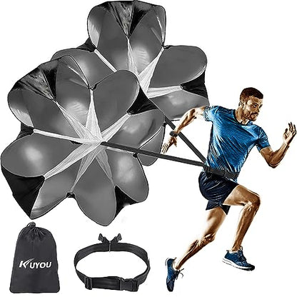 KUYOU Running Speed Training Speed Chute Resistance Parachute for Speed and Acceleration Training Fitness Explosive Power Training 56-Inch - style: 2 Resistance Parachutes + 1 Adjustable Belt