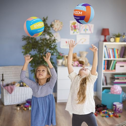 EVZOM Soft Indoor Volleyball - Super Soft Fabric Safe and Silent Volleyball for Girls Boys Kids Youth Beginners,Light Volleyballs for Inside House and Yard Tranining