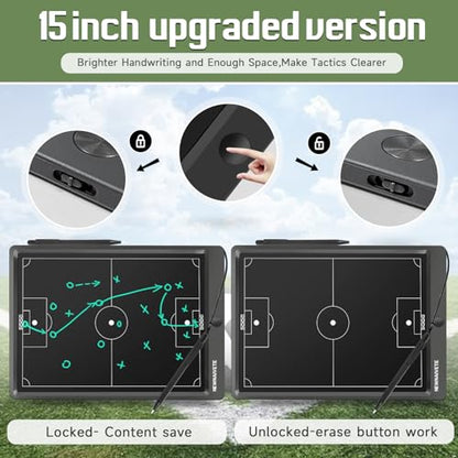 15 inch Electronic Football Coach Board - LCD Soccer Tactical Coaching Board with Stylus Pen for Football Coach Marker Training Writing Tablet - color: 15 Inch Football Coaching Board