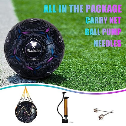 Size 5 Soccer Ball, Official Size & Weight for Training, Unique Appearance-Convenient Pump Included