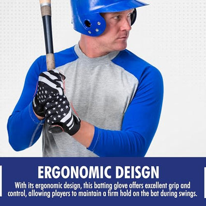 USA Flag Baseball Batting Gloves & Softball Glove American Flag Batting Gloves Youth Kids Baseball Batting Glove Youth Men Adult & Unisex - color: Black Stars & Strips, size: Youth Small