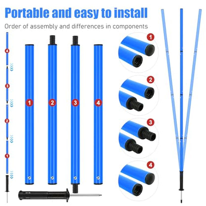 Soccer Agility Training Equipment: 6 Soccer Agility Poles, 20ft Agility Ladder, 10 Soccer Cones, 1 Jump Rope. Soccer Training Poles for Speed Training, Agility Training - color: blue