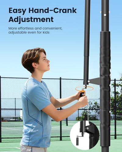 Yohood In Ground Basketball Hoop Outdoor 10FT Adjustable Height with Crank, in-Gound Basketball Goal System with 50 Inch Shatterproof PC Backborad and Solid Steel Rim