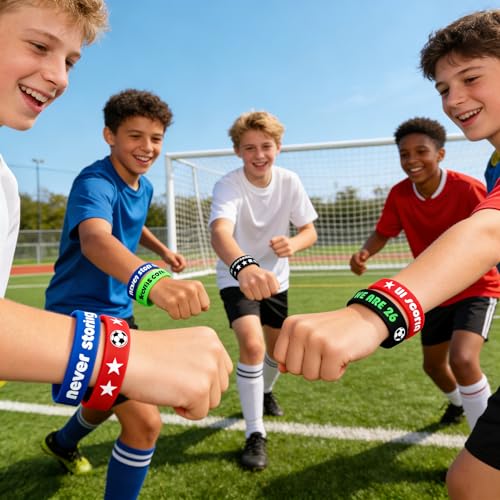 Football-Themed Wristbands Wholesale - 30-Pcs Silicone Wristband Set, Ideal for Sporting Events, Sports Parties, Team Activities, Birthday Party Giveaways, and Gifts