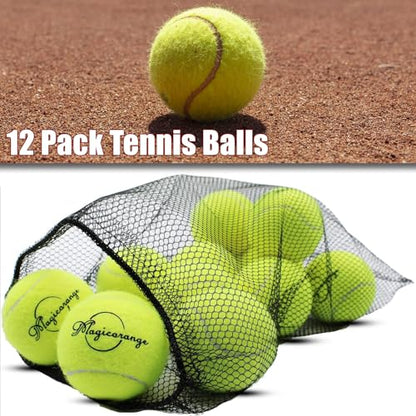 Magicorange Tennis Balls, 12 Pack Advanced Training Tennis Balls Practice Balls, Come with Mesh Bag for Easy Transport, Good for Beginner Training Ball