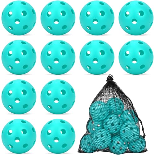 Coopay 12/50/100 Pack Plastic Baseballs Practice Training Balls Lightweight Hollow Softballs with a Drawstring Bag for Hitting Pitching Batting Training Indoor Outdoor Sport - color: Sky Blue, style: 12 Pack