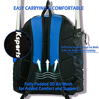 Baseball Backpack - Durable T-Ball & Softball Equipment Bag - Bat, Helmet, Glove, Gear Storage - Shoe Compartment & Fence Hook - Ideal for Amateur & Professional Players