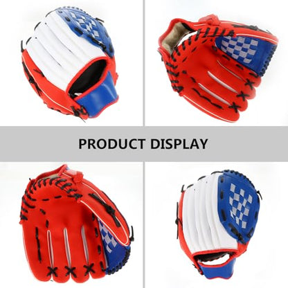 OUNONA Infield Baseball Glove Pu Softball Glove 11.5 Inch Red Thicken Pitcher Training Mitt for Youth Baseball Infielder Sports