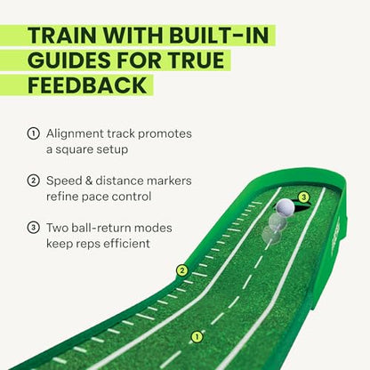 Perfect Practice Putting Mat – Indoor Putting Green for Home & Office – Golf Training Aid for Putting Practice – Premium Golf Putting Mat with Realistic Turf – Golf Gifts for Men - style: Portable (8’)