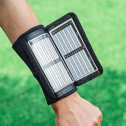 5 Pack Youth Quarterback Wristband - Triple Windows QB Wristband - 3 Playsheet Compartments- Great for Football, Baseball, All Sports(Youth, 5 Pack) - color: Black