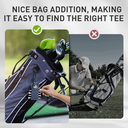 VEASAERS Golf Tee Holder with USA Ball Marker 4 Pcs White Wood Tees, Portable Hold Different Tee Leather Gift Hook Hanging Clip to Golf Bag Belt - color: Blue