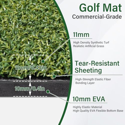Golf Mat,Elite Golf Hitting Mats Practice Outdoor & Indoor,5x4ft Turf Driving Range Mats for Golf Simulators and Practice with 10 Balls,9 Tees,21|31mm Thickening Domivans - size: Thickness 21 mm