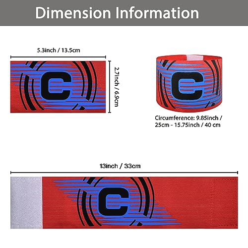 Sports Captain C Arm Band, Unisex Elastic Soccer Captain Armband Adjustable Outdoor Football Player Captain's ArmBands for Youth and Adult - color: Red