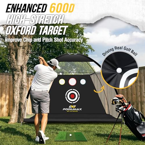 Golf Net, 10x7ft Golf Practice Net and Mat, Noise Reduce Target, 5 Balls, 4 Sandbags, Tee, Carry Bag, Hitting Nets for Backyard Garage, Indoor Driving Chiping, Gift for Men & Golfers