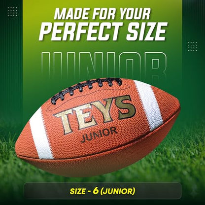 Game Football - Premium Composite Leather & Enhanced Grip (Sizes -Peewee, Junior, Youth, Official) - size: Junior