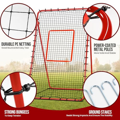 7x4FT Volleyball Rebounder Net,Angle Adjustable Volleyballs Training Equipment For Hitting,Blocking,Serving,Setting, Easy Setup Volleyball Rebound Net, Portable Volley ball Trainer For Kids and Adults
