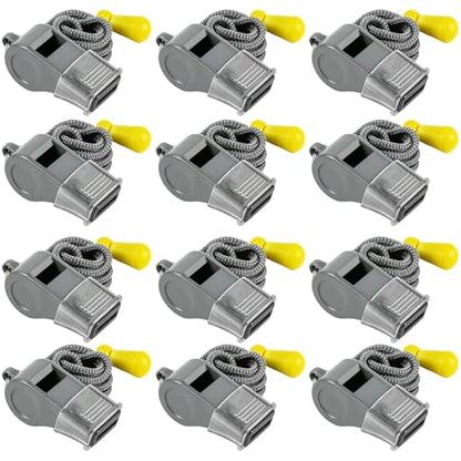 12 Packs Sports Whistles with Lanyard, for Coaches, Referees and Officials - color: Gray