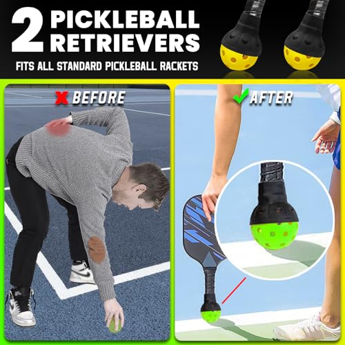Outdoor Pickleball Balls - 40 Holes With Mesh Bag & 2 Ball Retrievers, USAPA High Bounce & Durable for All Style Paddle & Court - color: Green