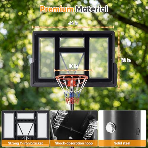 Portable Basketball Hoop Outdoor, Adjustable Basketball Hoops Goal System Shatterproof Backboard, Shock Absorbent Rim, Fillable Base for Swimming Pool/Backyard/Driveway - style: Black 6.1-10FT
