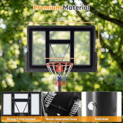 Portable Basketball Hoop Outdoor, Adjustable Basketball Hoops Goal System Shatterproof Backboard, Shock Absorbent Rim, Fillable Base for Swimming Pool/Backyard/Driveway - style: Black 6.1-10FT
