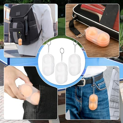Cosmos 3 Pcs Table Tennis Ball Protective Case Ball Holder Ping Pong Ball Carry Box Portable Table Tennis Ball Storage Box with Keychain for Ping Pong Container Ball Accessories