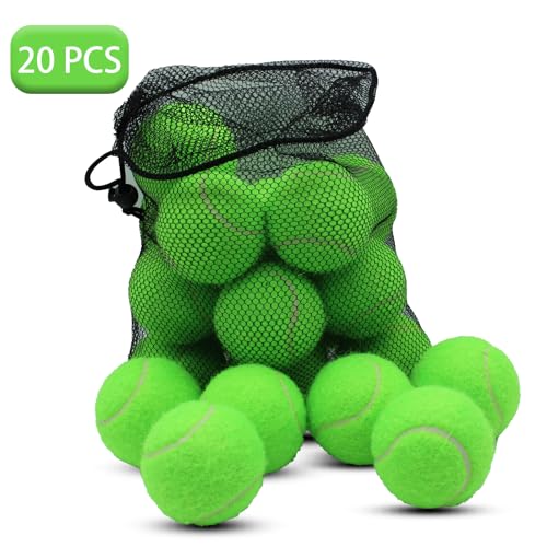 SHYUJAJIE Tennis Balls, 20 Pack Training Tennis Balls,High Elasticity Practice Tennis for Beginner, Exercise Playing Balls for Pet Dog - color: Light Green